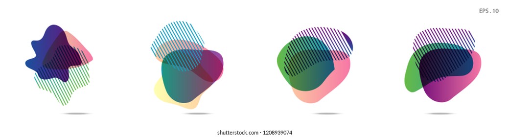 Set of abstract modern graphic elements. Dynamical colored forms and line. Gradient abstract banners with flowing liquid shapes. Template for the design of a logo,flyer or presentation. Vector.