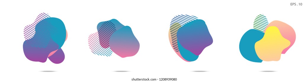 Set of abstract modern graphic elements. Dynamical colored forms and line. Gradient abstract banners with flowing liquid shapes. Template for the design of a logo,flyer or presentation. Vector.