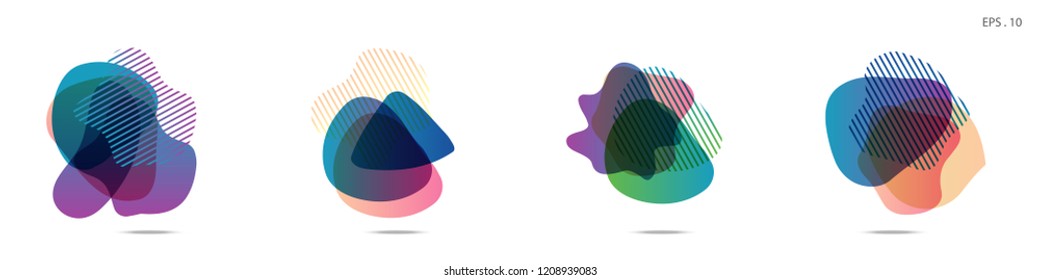 Set of abstract modern graphic elements. Dynamical colored forms and line. Gradient abstract banners with flowing liquid shapes. Template for the design of a logo,flyer or presentation. Vector.