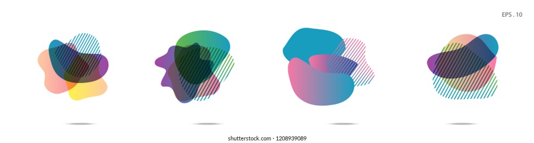 Set of abstract modern graphic elements. Dynamical colored forms and line. Gradient abstract banners with flowing liquid shapes. Template for the design of a logo,flyer or presentation. Vector.