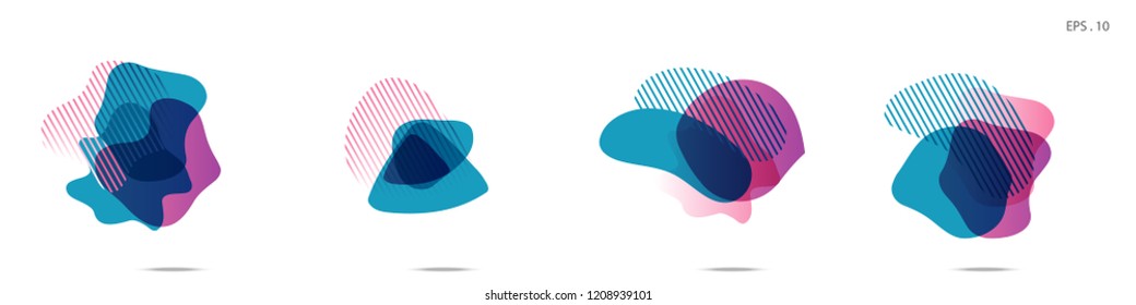 Set of abstract modern graphic elements. Dynamical colored forms and line. Gradient abstract banners with flowing liquid shapes. Template for the design of a logo,flyer or presentation. Vector.