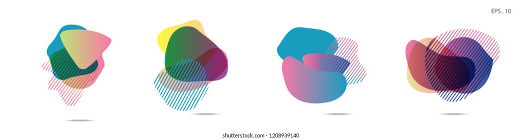 Set of abstract modern graphic elements. Dynamical colored forms and line. Gradient abstract banners with flowing liquid shapes. Template for the design of a logo,flyer or presentation. Vector.