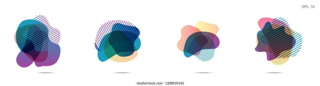 Set of abstract modern graphic elements. Dynamical colored forms and line. Gradient abstract banners with flowing liquid shapes. Template for the design of a logo,flyer or presentation. Vector.