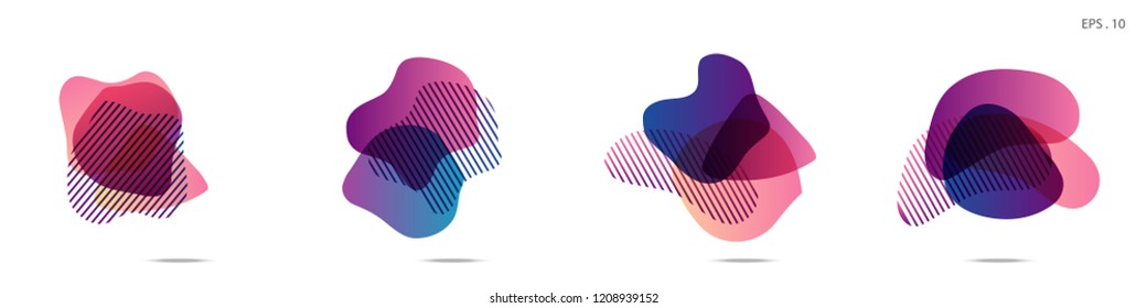 Set of abstract modern graphic elements. Dynamical colored forms and line. Gradient abstract banners with flowing liquid shapes. Template for the design of a logo,flyer or presentation. Vector.