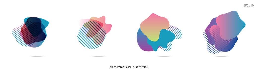 Set of abstract modern graphic elements. Dynamical colored forms and line. Gradient abstract banners with flowing liquid shapes. Template for the design of a logo,flyer or presentation. Vector.