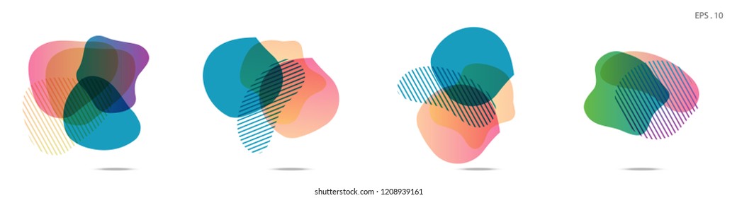 Set of abstract modern graphic elements. Dynamical colored forms and line. Gradient abstract banners with flowing liquid shapes. Template for the design of a logo,flyer or presentation. Vector.