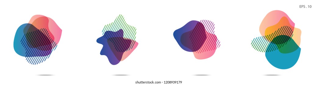 Set of abstract modern graphic elements. Dynamical colored forms and line. Gradient abstract banners with flowing liquid shapes. Template for the design of a logo,flyer or presentation. Vector.