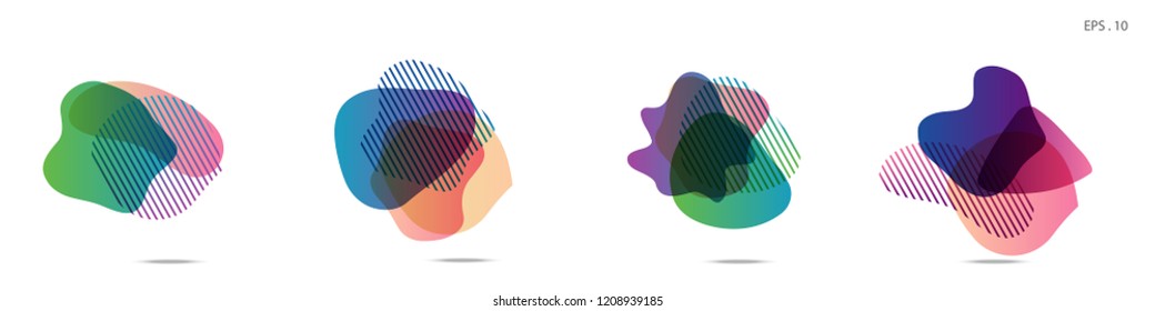 Set of abstract modern graphic elements. Dynamical colored forms and line. Gradient abstract banners with flowing liquid shapes. Template for the design of a logo,flyer or presentation. Vector.