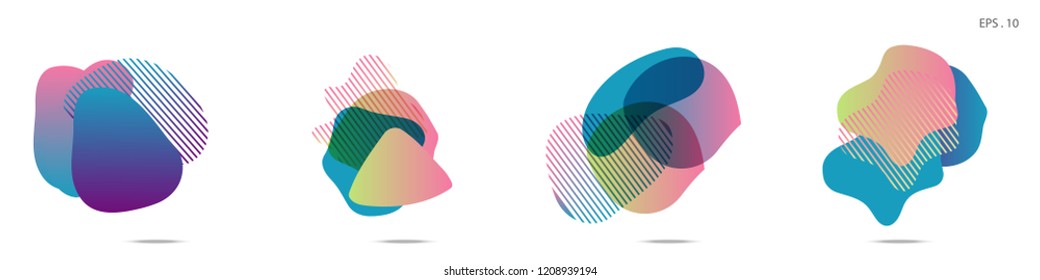 Set of abstract modern graphic elements. Dynamical colored forms and line. Gradient abstract banners with flowing liquid shapes. Template for the design of a logo,flyer or presentation. Vector.
