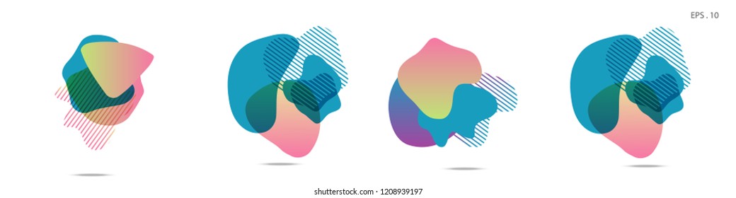 Set of abstract modern graphic elements. Dynamical colored forms and line. Gradient abstract banners with flowing liquid shapes. Template for the design of a logo,flyer or presentation. Vector.