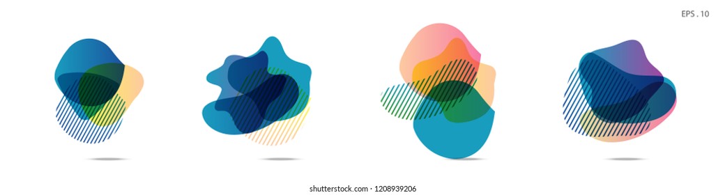 Set of abstract modern graphic elements. Dynamical colored forms and line. Gradient abstract banners with flowing liquid shapes. Template for the design of a logo,flyer or presentation. Vector.