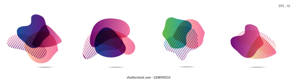 Set of abstract modern graphic elements. Dynamical colored forms and line. Gradient abstract banners with flowing liquid shapes. Template for the design of a logo,flyer or presentation. Vector.