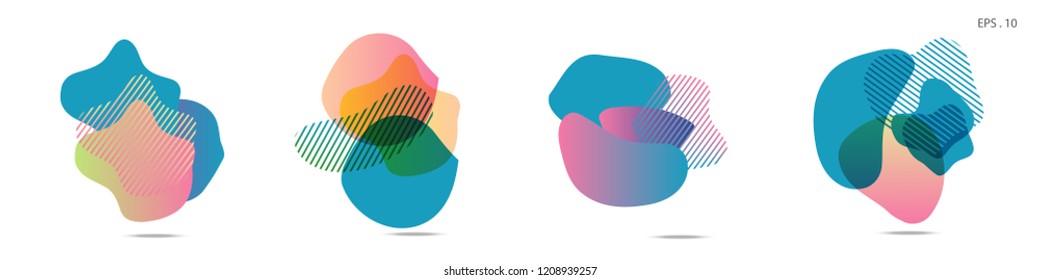 Set of abstract modern graphic elements. Dynamical colored forms and line. Gradient abstract banners with flowing liquid shapes. Template for the design of a logo,flyer or presentation. Vector.