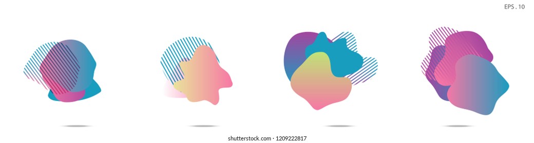 Set of abstract modern graphic elements. Dynamical colored forms and line. Gradient abstract banners with flowing liquid shapes. Template for the design of a logo,flyer or presentation. Vector fluid.