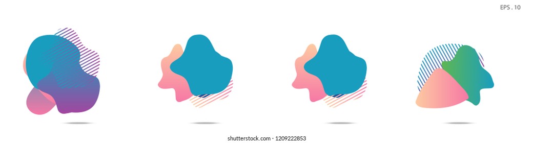 Set of abstract modern graphic elements. Dynamical colored forms and line. Gradient abstract banners with flowing liquid shapes. Template for the design of a logo,flyer or presentation. Vector fluid.