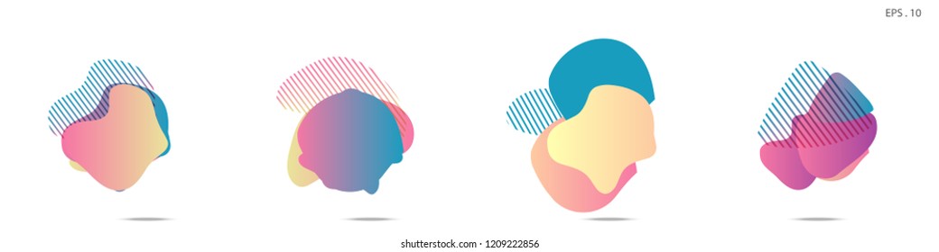 Set of abstract modern graphic elements. Dynamical colored forms and line. Gradient abstract banners with flowing liquid shapes. Template for the design of a logo,flyer or presentation. Vector fluid.