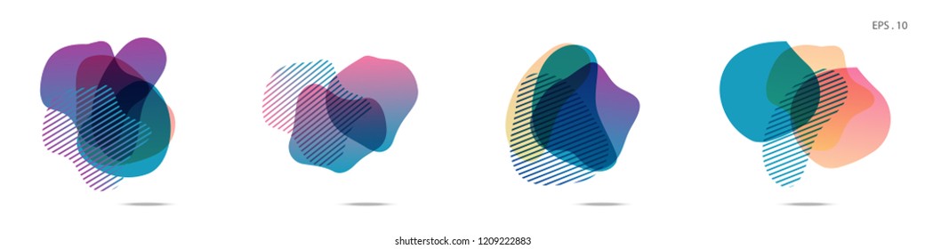 Set of abstract modern graphic elements. Dynamical colored forms and line. Gradient abstract banners with flowing liquid shapes. Template for the design of a logo,flyer or presentation. Vector fluid.