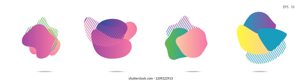 Set of abstract modern graphic elements. Dynamical colored forms and line. Gradient abstract banners with flowing liquid shapes. Template for the design of a logo,flyer or presentation. Vector fluid.