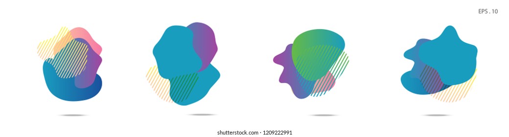 Set of abstract modern graphic elements. Dynamical colored forms and line. Gradient abstract banners with flowing liquid shapes. Template for the design of a logo,flyer or presentation. Vector fluid.