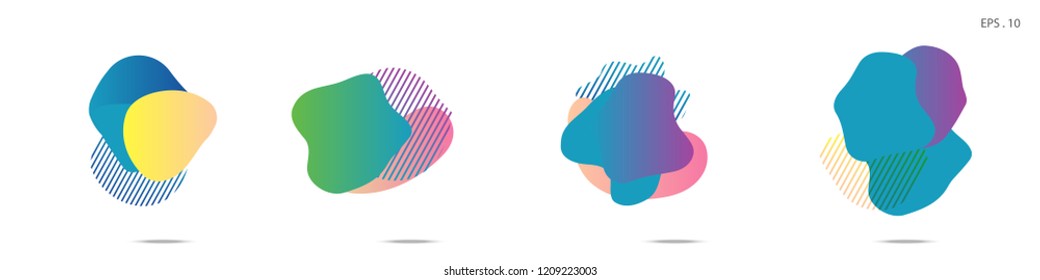 Set of abstract modern graphic elements. Dynamical colored forms and line. Gradient abstract banners with flowing liquid shapes. Template for the design of a logo,flyer or presentation. Vector fluid.