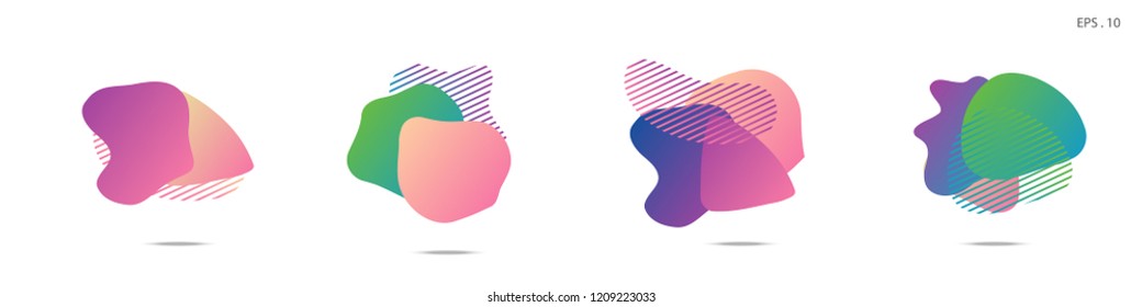 Set of abstract modern graphic elements. Dynamical colored forms and line. Gradient abstract banners with flowing liquid shapes. Template for the design of a logo,flyer or presentation. Vector fluid.