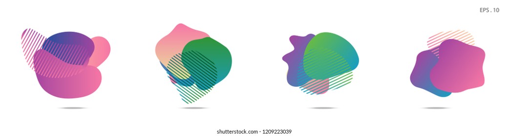 Set of abstract modern graphic elements. Dynamical colored forms and line. Gradient abstract banners with flowing liquid shapes. Template for the design of a logo,flyer or presentation. Vector fluid.