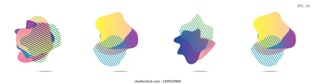 Set of abstract modern graphic elements. Dynamical colored forms and line. Gradient abstract banners with flowing liquid shapes. Template for the design of a logo,flyer or presentation. Vector fluid.