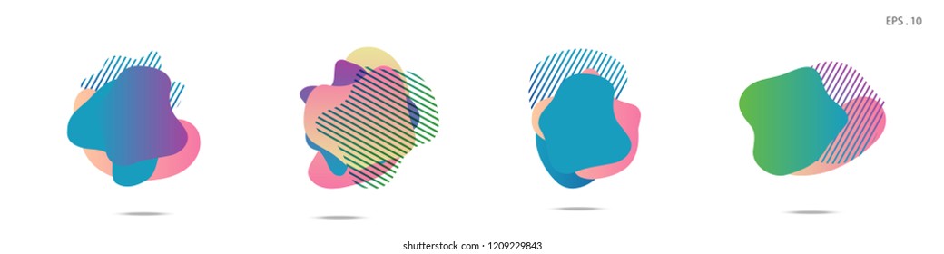 Set of abstract modern graphic elements. Dynamical colored forms and line. Gradient abstract banners with flowing liquid shapes. Template for the design of a logo,flyer or presentation. Vector fluid.