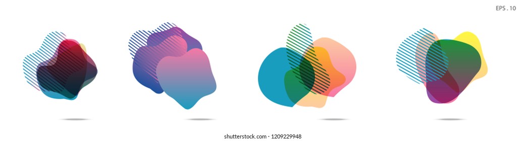 Set of abstract modern graphic elements. Dynamical colored forms and line. Gradient abstract banners with flowing liquid shapes. Template for the design of a logo,flyer or presentation. Vector fluid.