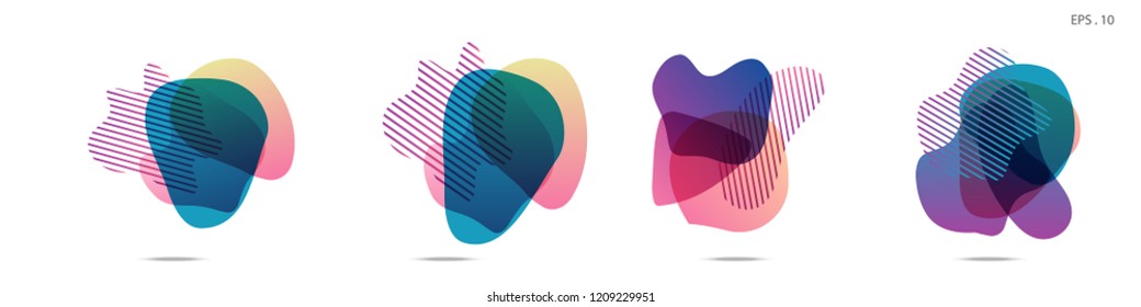 Set of abstract modern graphic elements. Dynamical colored forms and line. Gradient abstract banners with flowing liquid shapes. Template for the design of a logo,flyer or presentation. Vector fluid.