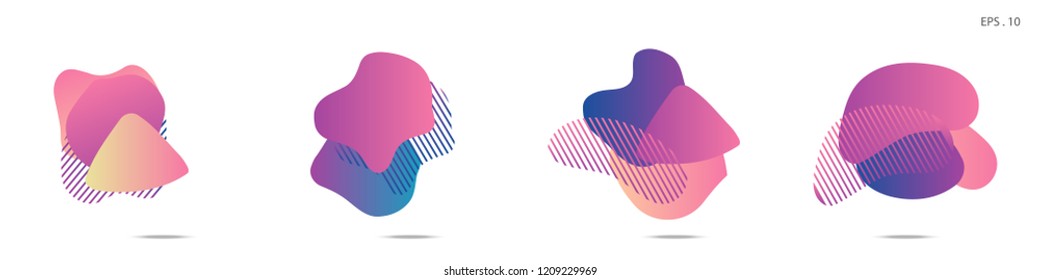 Set of abstract modern graphic elements. Dynamical colored forms and line. Gradient abstract banners with flowing liquid shapes. Template for the design of a logo,flyer or presentation. Vector fluid.