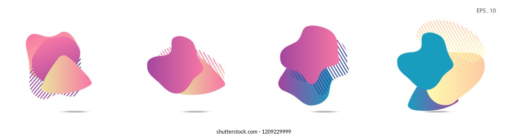 Set of abstract modern graphic elements. Dynamical colored forms and line. Gradient abstract banners with flowing liquid shapes. Template for the design of a logo,flyer or presentation. Vector fluid.