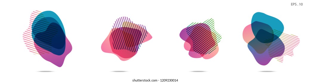 Set of abstract modern graphic elements. Dynamical colored forms and line. Gradient abstract banners with flowing liquid shapes. Template for the design of a logo,flyer or presentation. Vector fluid.