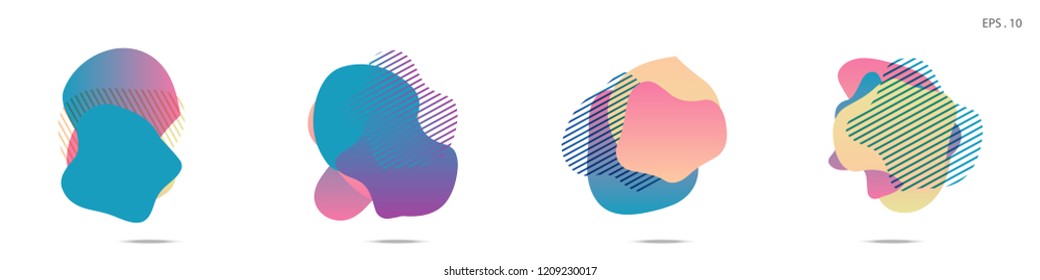 Set of abstract modern graphic elements. Dynamical colored forms and line. Gradient abstract banners with flowing liquid shapes. Template for the design of a logo,flyer or presentation. Vector fluid.