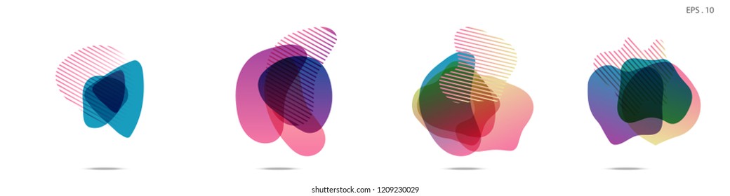 Set of abstract modern graphic elements. Dynamical colored forms and line. Gradient abstract banners with flowing liquid shapes. Template for the design of a logo,flyer or presentation. Vector fluid.