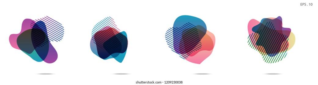 Set of abstract modern graphic elements. Dynamical colored forms and line. Gradient abstract banners with flowing liquid shapes. Template for the design of a logo,flyer or presentation. Vector fluid.