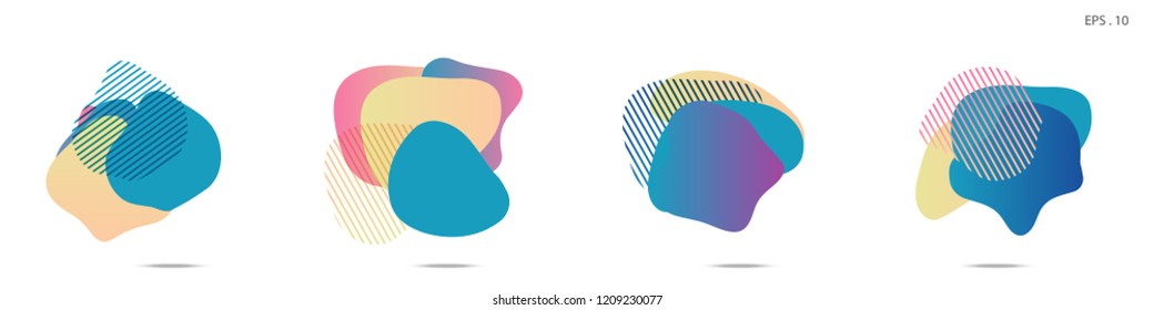 Set of abstract modern graphic elements. Dynamical colored forms and line. Gradient abstract banners with flowing liquid shapes. Template for the design of a logo,flyer or presentation. Vector fluid.