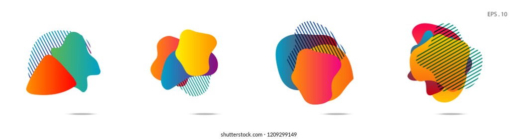 Set of abstract modern graphic elements. Dynamical colored forms and line. Gradient abstract banners with flowing liquid shapes. Template for the design of a logo,flyer or presentation. Vector fluid.