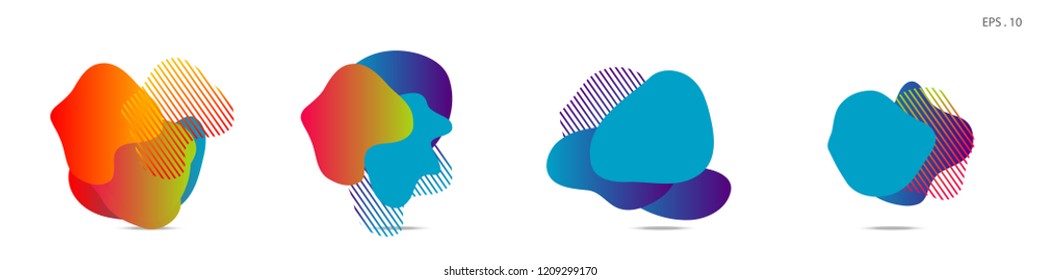 Set of abstract modern graphic elements. Dynamical colored forms and line. Gradient abstract banners with flowing liquid shapes. Template for the design of a logo,flyer or presentation. Vector fluid.