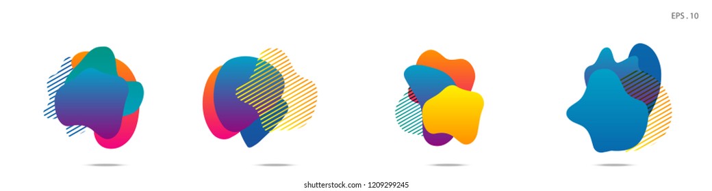 Set of abstract modern graphic elements. Dynamical colored forms and line. Gradient abstract banners with flowing liquid shapes. Template for the design of a logo,flyer or presentation. Vector fluid.