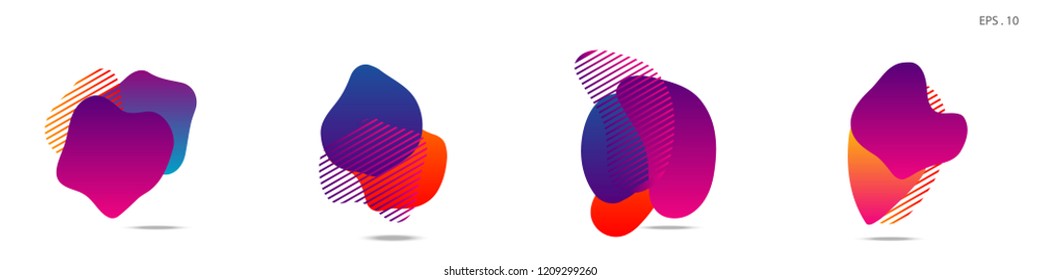 Set of abstract modern graphic elements. Dynamical colored forms and line. Gradient abstract banners with flowing liquid shapes. Template for the design of a logo,flyer or presentation. Vector fluid.
