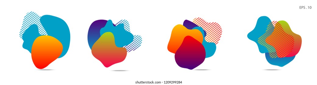 Set of abstract modern graphic elements. Dynamical colored forms and line. Gradient abstract banners with flowing liquid shapes. Template for the design of a logo,flyer or presentation. Vector fluid.
