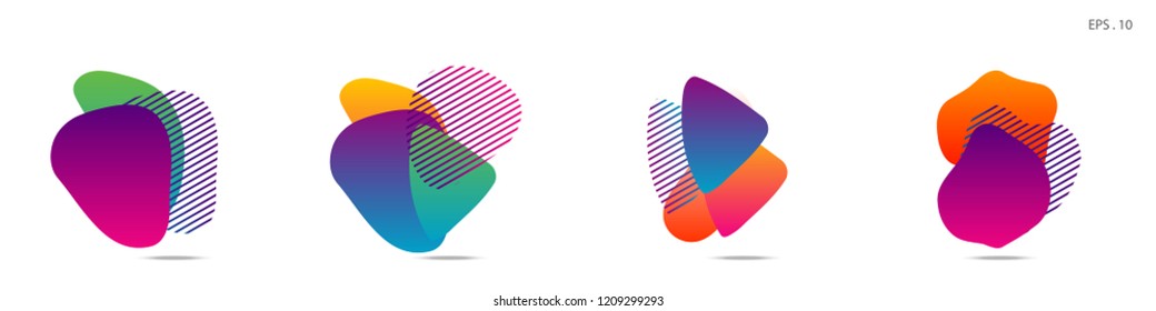 Set of abstract modern graphic elements. Dynamical colored forms and line. Gradient abstract banners with flowing liquid shapes. Template for the design of a logo,flyer or presentation. Vector fluid.
