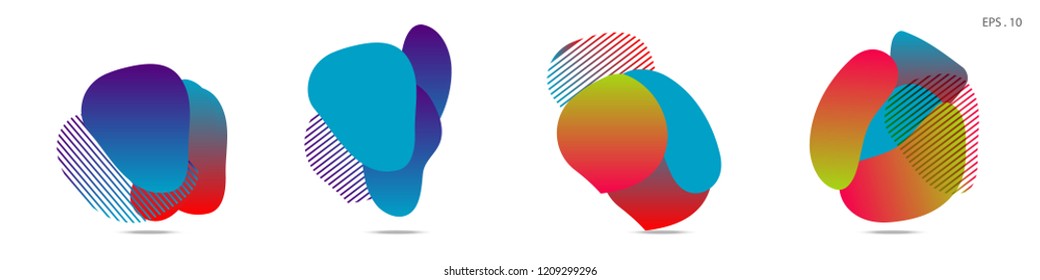 Set of abstract modern graphic elements. Dynamical colored forms and line. Gradient abstract banners with flowing liquid shapes. Template for the design of a logo,flyer or presentation. Vector fluid.