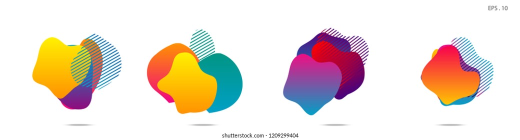 Set of abstract modern graphic elements. Dynamical colored forms and line. Gradient abstract banners with flowing liquid shapes. Template for the design of a logo,flyer or presentation. Vector fluid.