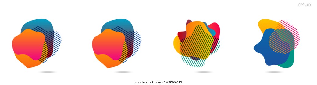 Set of abstract modern graphic elements. Dynamical colored forms and line. Gradient abstract banners with flowing liquid shapes. Template for the design of a logo,flyer or presentation. Vector fluid.