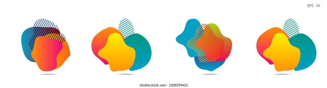 Set of abstract modern graphic elements. Dynamical colored forms and line. Gradient abstract banners with flowing liquid shapes. Template for the design of a logo,flyer or presentation. Vector fluid.