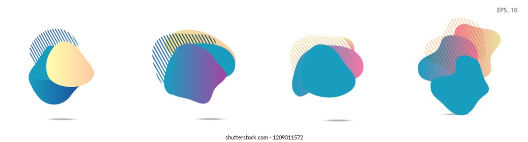 Set of abstract modern graphic elements. Dynamical colored forms and line. Gradient abstract banners with flowing liquid shapes. Template for the design of a logo,flyer or presentation. Vector fluid.