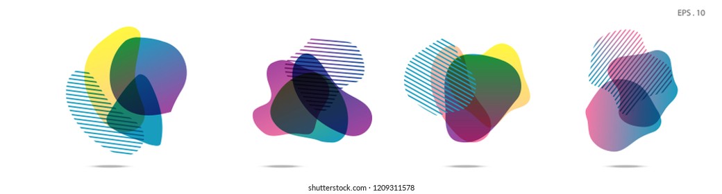 Set of abstract modern graphic elements. Dynamical colored forms and line. Gradient abstract banners with flowing liquid shapes. Template for the design of a logo,flyer or presentation. Vector fluid.