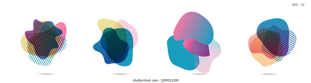 Set of abstract modern graphic elements. Dynamical colored forms and line. Gradient abstract banners with flowing liquid shapes. Template for the design of a logo,flyer or presentation. Vector fluid.